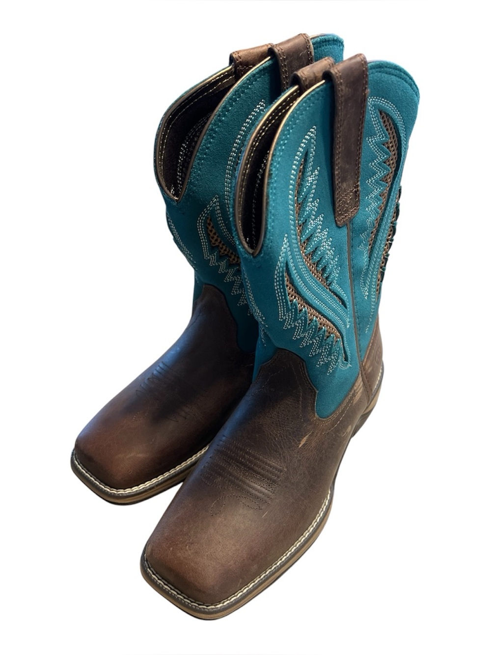 ARIAT Women's Size 9B Anthem VentTEK Brown Teal Western Work Boots